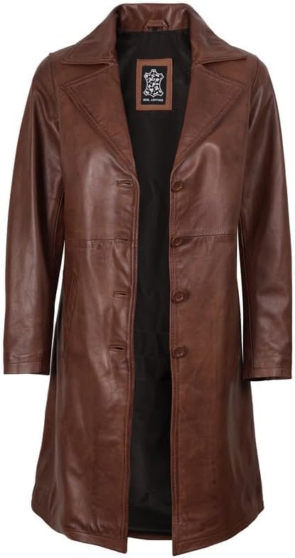 Decrum Leather Coat Women - Real Lambskin Women's Long Leather Car Coat - Image 2