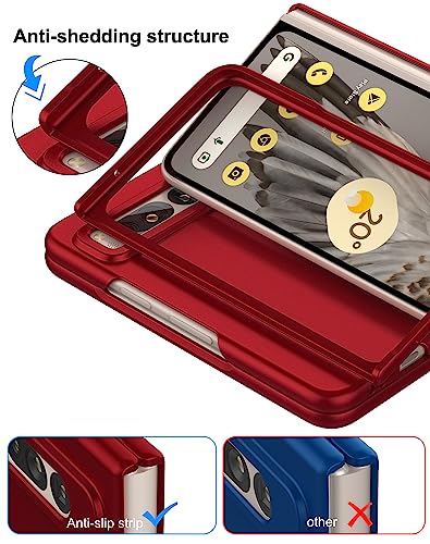 Coque Google Pixel Fold 2023 rigide anti-glisse fine rouge - 5
