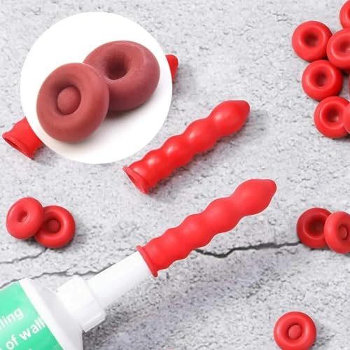 Image of 20Pcs Red Adhesives Sealers Caulk Tip Covers Caulk Cap for Seal Caulking Tubes,Protective Cover Hardware Saver Sealer Caps Nozzle Sealant Protective Throttling, Sealants and Lubricants