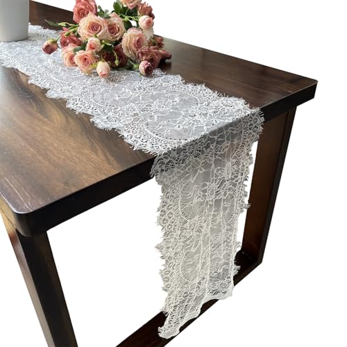 10 Pcs White Lace Table Runner 14 x 120 Inch