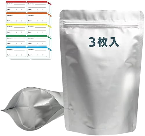 MOCOXYKLXY 米保存袋 チャック付き お米保存袋 約3kg 米袋 長期保存 防虫 防カビ 真空密閉 米びつ代用 冷蔵庫収納可能 遮光アルミ袋 特大 ライスストッカー 食品用保存容器 26cm×35cm 3個入り
