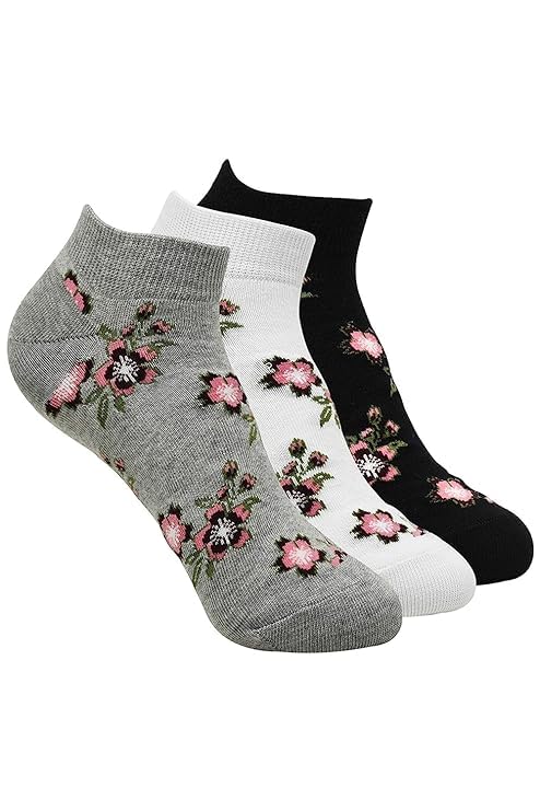 Women's Floral Design Low Cut Socks (Free Size) Made with 100% Combed Cotton and Spandex-picture-19