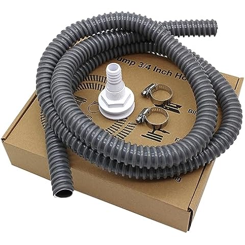 Airtak Plumbing Installation Kit Bilge Pump Hose 3/4-Inch Diameter | 6 FT PVC Hose | Includes 2 Hose Clamps and Thru-Hull Fitting Cover