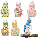 PYSEOSISE 5 Stück Bird Diaper, Wasserdicht Papagei Windel, 5 Stile Wiederverwendbare Vogelwindeln Fruchtmuster Fluganzug für Nymphensittiche für kleine Ziervögel