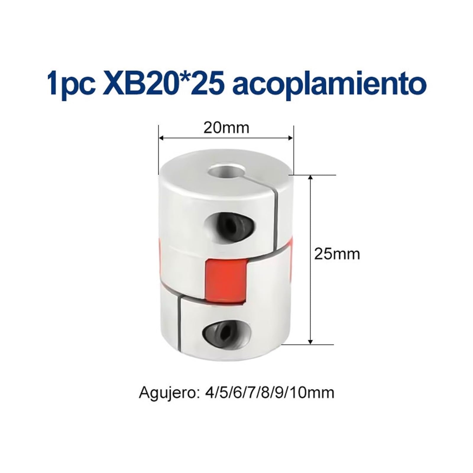 Acoplamiento de eje flexible, conector de motor XB20*25 de 5/6/8/10 mm