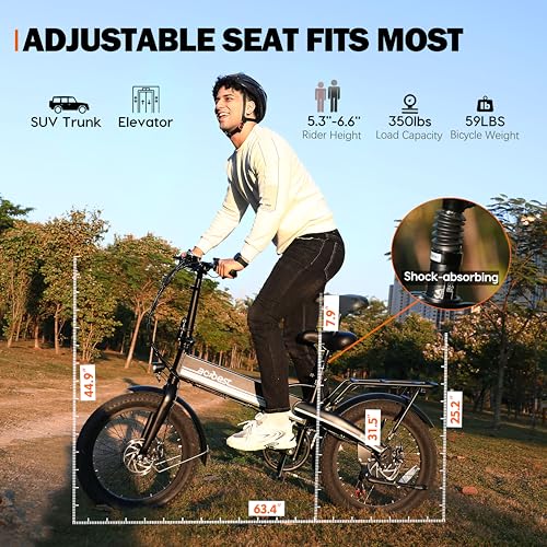 Actbest Electric Bike For Adults Peak 1000W,55Miles 28Mph Top Speed, 20 Inch Fat Tire Folding Electric Bicycle thumb #5