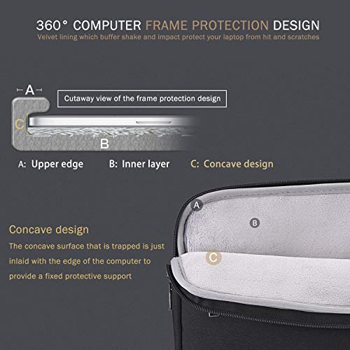 Voova 15.6 16 Inch Laptop Sleeve Case Compatible with MacBook Pro 16 M1/M2/M3/M4 Max 2019-2025, 15.6-16” Hp Lenovo Acer Asus, Waterproof Slim Computer Bag Cover with Handle, Black by Voova - Image 3