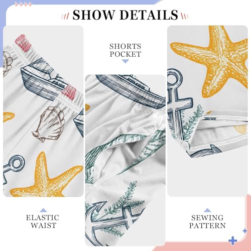 Pajama Pants Lounge Sleep PJ Bottoms Sleepwear Elastic Waist Drawstring S Sailboat Anchor Seastar4