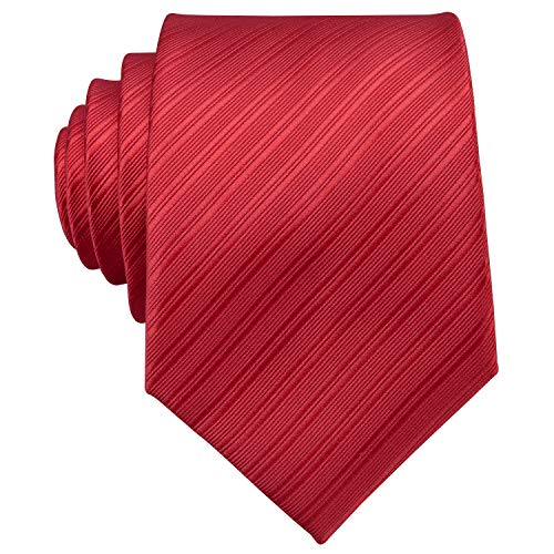 Image of Barry.Wang Solid Striped Tie for Men Silk Necktie Pocket Square Cufflinks Formal Wedding Party Business