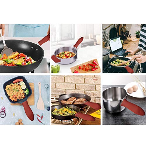 Zifoudvs Silicone Hot Handle Holder, Potholder For Cast Iron Skillets, Pans, Frying Pans & Griddles, Metal And Aluminum Cookware Handles - Sleeve Grip, Handle Cover (4 Pack, Red) #TOP3