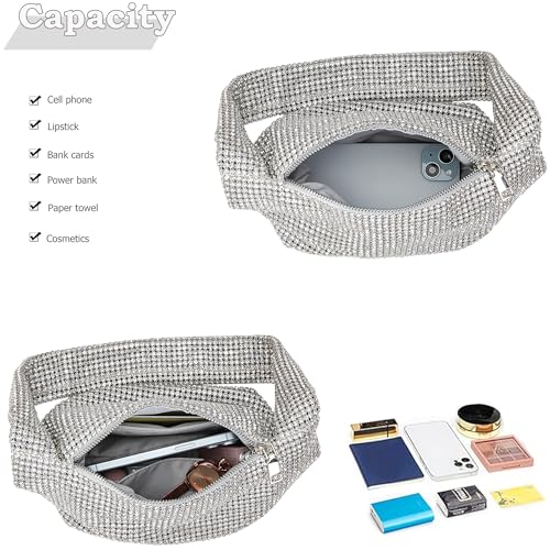 Image of BBTT.ful Rhinestone Evening Handbags Sparkling Crystal Purse Daily Casual Shoulder Bag