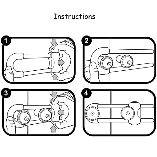 Sliding Cabinet Locks, Child Safety Locks U-Shaped Adjustable Child Proof Locks Multi-Purpose Latches For Drawers Closets Refrigerators Storage Doors Knobs Handles, 4Pcs #TOP7