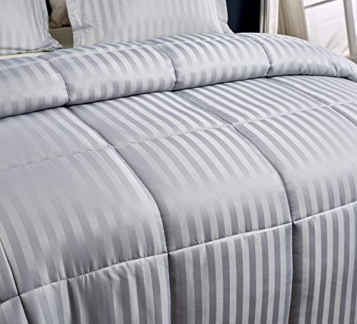 Blue Ridge Home Fashions KI175010 Microfiber Damask Stripe/Solid 3-Pc Reversible Down Alternative Comforter Set thumb #3