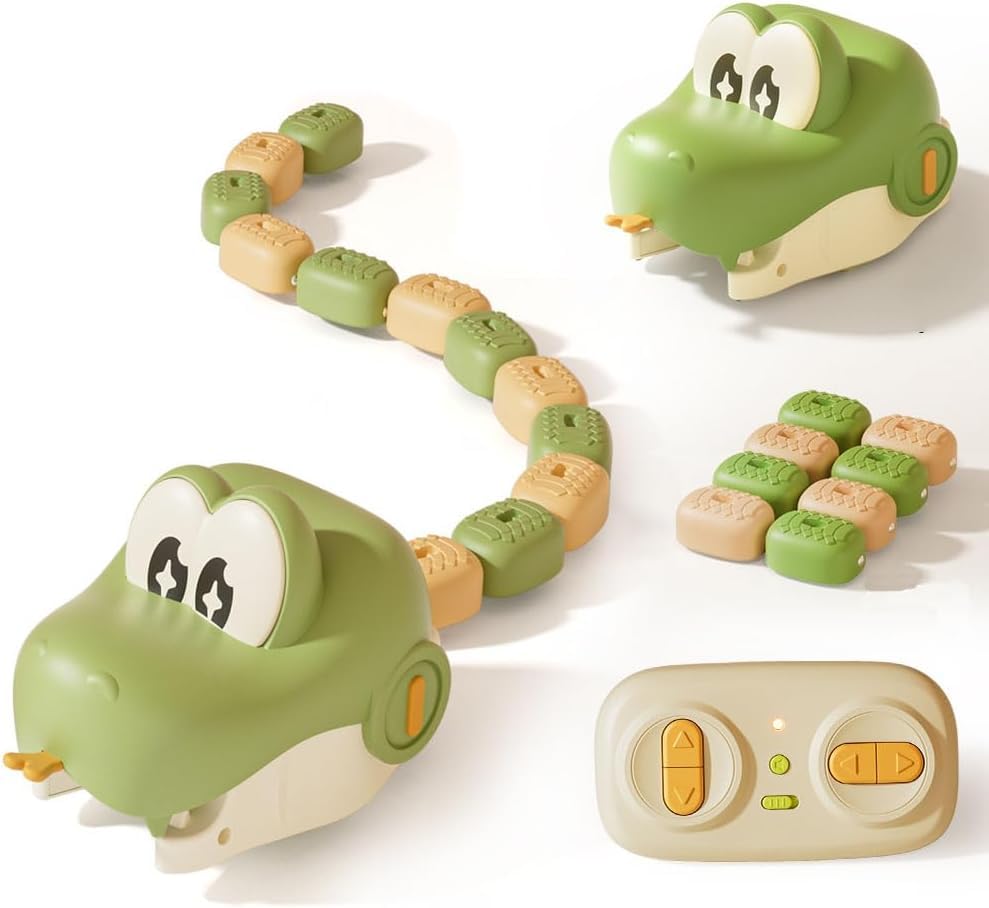 Magnetic Snake Game Toy Eating Itself, Electric Magnet Greedy Snake Rc Car Set,Remote Control Eating Snake Toys with Light Sound, Interactive Parent-Child Competitive Toy for Kids Boys Girls
