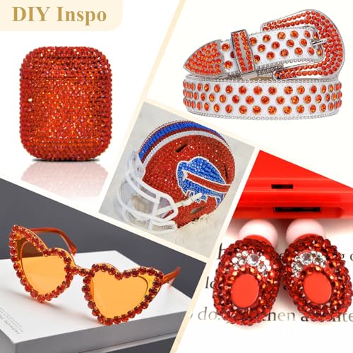 Image of 2000PCS SS12 /3mm Crystal Glass Rhinestones for Bedazzling (Orange /Hyacinth) | Flatback Rhinestones for Crafting DIY Nail Art Makeup Decoration, Gems Diomand Charms for Tumbler Shoes Clothing Mug