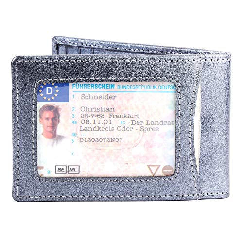 Image of Brooklyn Bridge Genuine Leather Money Clip Wallet for Men VT Silver Pearl - Premium Slim RFID Protected Leather Wallet with Cash Clip & Card Slots, Stylish Front Pocket Gift for Men