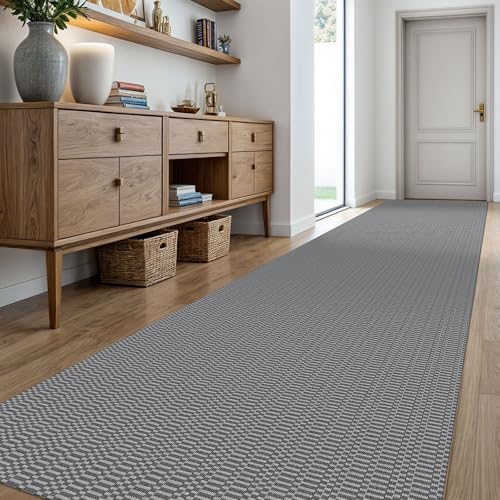 KOZYFLY 3x18 Runner Rug, Washable Non Slip Long Kitchen Hallway Rug, Grey