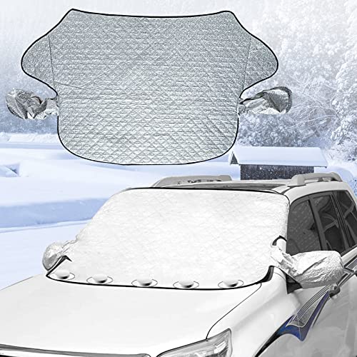 Image of Miytsya Windshield Snow Ice Cover Winter Frost Cover for Car Wind-Proof Magnetic Edge Keeps Ice Snow Frost Off Fits Most Vehicle Silver #4 (57 inch*47 inch)