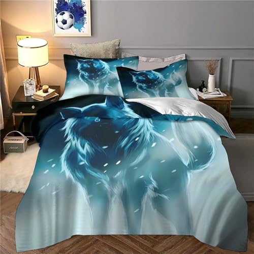 Ensemble de literie loup 3D parure de lit 3 pièces pour chambre d'enfant King size - 6