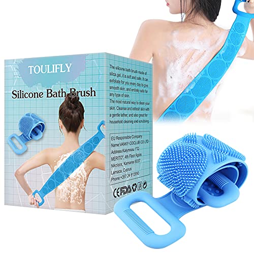 Silicone Body Scrubber,Silicone Bath Body Brush,Back Scrubber for Shower,Back Washer for Shower,Back Exfoliating Scrubber,Double Side Back Brush for Comfortable Massage,Lathers Well,Easy to Clean