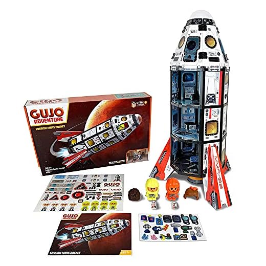 GUJO Adventure Mars Mission Rocket Kids Play Set, Build-Your-Own Space Toy - STEM Toy for Boys Ages 7-11