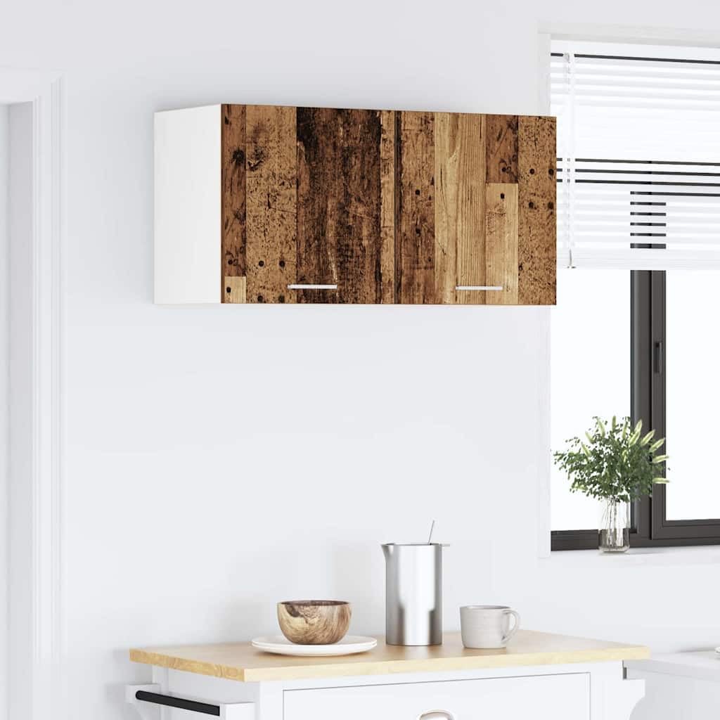 Szafka wisząca z materiału drewnopochodnego o wyglądzie starego drewna, 80 x 31 x 40 cm, z dużą ilością miejsca do przechowywania, 2 drzwi, nowoczesna szafka kuchenna do kuchni i jadalni