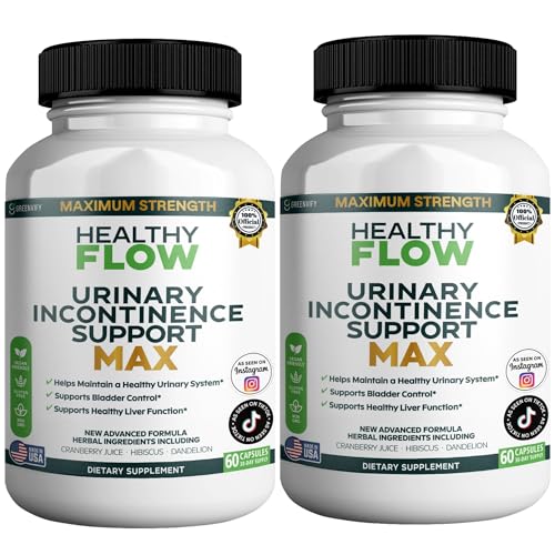 Image of Healthy Flow Urinary Incontinence Support Max, 60 Veggie Capsules, Cranberry Juice Hibiscus Dandelion Formula, 30 Day Supply (2)
