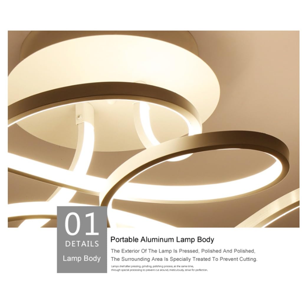 LED Deckenleuchte Moderne Wohnzimmerlampe Kreativität Acryl Kurve Design Deckenlampe Kreis Schlafzimmer Kronleuchter,3000K-6500K Dimmbar Mit Fernbedienung Restaurant Dekoration Leuchtung 70cm