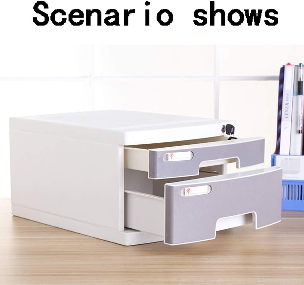 File Shelf Cabinet Office Storage File Organisers,Lockable,Plastic Desktop Organizer Desk File Holder for Office and Home (Color : Gray)