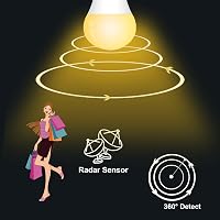 KOOYWAN E27 LED Izzó Mozgásérzékelővel - 9W Meleg Fehér Radar Lámpa, Automatikus Világítás, 2 db-os Csomag 5