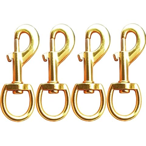 Huouo 4 Pcs 3.5" Flag Swivel Snap Hooks Flagpole Accessories - Heavy Duty Eye Bolt Clips for Pet Leash, Key Chain or Clothlines Tarp - Gold Color Cover