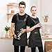 Denim Cross-Back Chef Bib Apron with Pockets for Men and Women (Black Stripe)