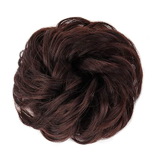 Messy Bun Scrunchie 1 PCS Chignon Hairpiece Bun Tousled Updo Hairpiece Synthetic Low Messy Bun Hair Piece Scrunchie Elastic Band Hair Buns for Women(Dark Auburn Mixed)