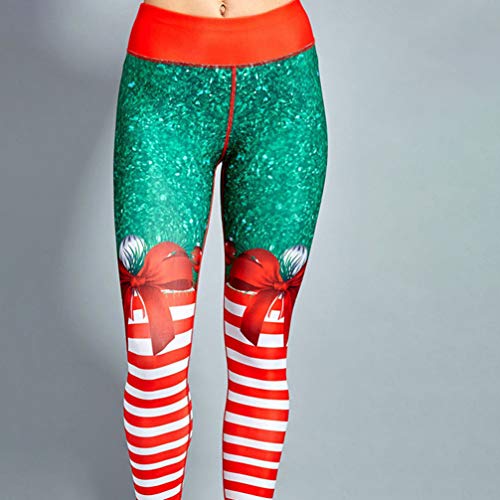 Calça legging feminina de Natal SOIMISS de cintura média elástica macia tamanho P, Cores sortidas, L