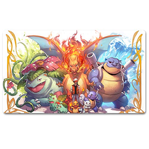 Four leaves PTCG Board Game Play Mat, Trading Card Game PTCG, with Card Zones, Mouse Mat, Size 60 x 35 cm, Suitable for PTCG CCG Cover