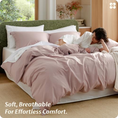Bedsure PureWoven 100% Washed Cotton Duvet Cover Set, Twin Size, 2-PC by Bedsure - Used condition - Image 8