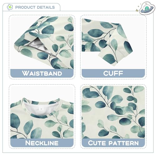 JUNZAN Cartoon Eucalyptus Leaf Little Kids Hoodie Sweatshirt Crewneck Boys Sweat Shirt Athletic 4T3