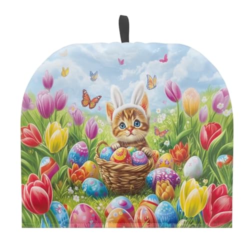 Image of Easter Cat Print Handmade Tea Cozy Kitchen Home Decorations Teas Cosy Creative Gifts Tea Cozies for Teapot Keep Warm Double Tnsulated Kettle Cover for Office