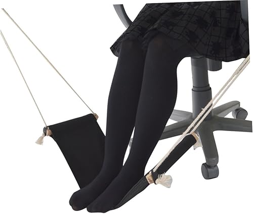 Miniatura 2 de Hamaca de pie ajustable portátil Mini oficina soporte de reposapiés para uso debajo del escritorio Diseño de lona ligera para la relajación Negro