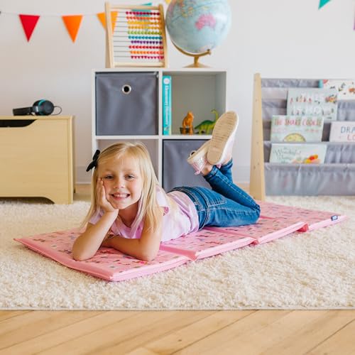 Image of Wildkin Kids Vinyl Nap Mat for Boys - Foldable Toddler Sleep Mat for Daycare, Preschool, Kindergarten & Travel, Durable & Easy to Clean, Ages 3-7, Machine Washable