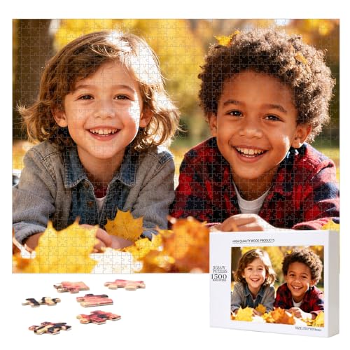 Custom Wooden Jigsaw Puzzles - 120/200/300/500/1000/1500 Piece Photo Gift Sets for Adults & Kids - Pet, Wedding, Family Memory Keepsake