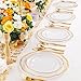 Hioasis 60pcs Clear Plastic Plates - Clear and Gold Disposable Dinnerware with Gold Rim, Heavy-duty, 10.25 inch, Dinner Plates for Party & Wedding