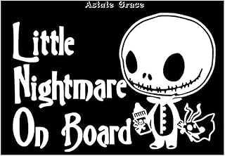 ASTUTE GRACE Little Nightmare On Board Jack Skellington Vinyl Decal baby jack skellington, baby jack and zero, baby jack decal, vinyl decal 7.5 inch White AG-913