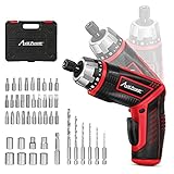AVID POWER Electric Screwdriver Set Rechargeable 4V Cordless Screwdriver Kit with 44pcs Accessories, 5.65Nm Screw Gun，5+1 Torque Setting, 2 Position Handle with LED Light