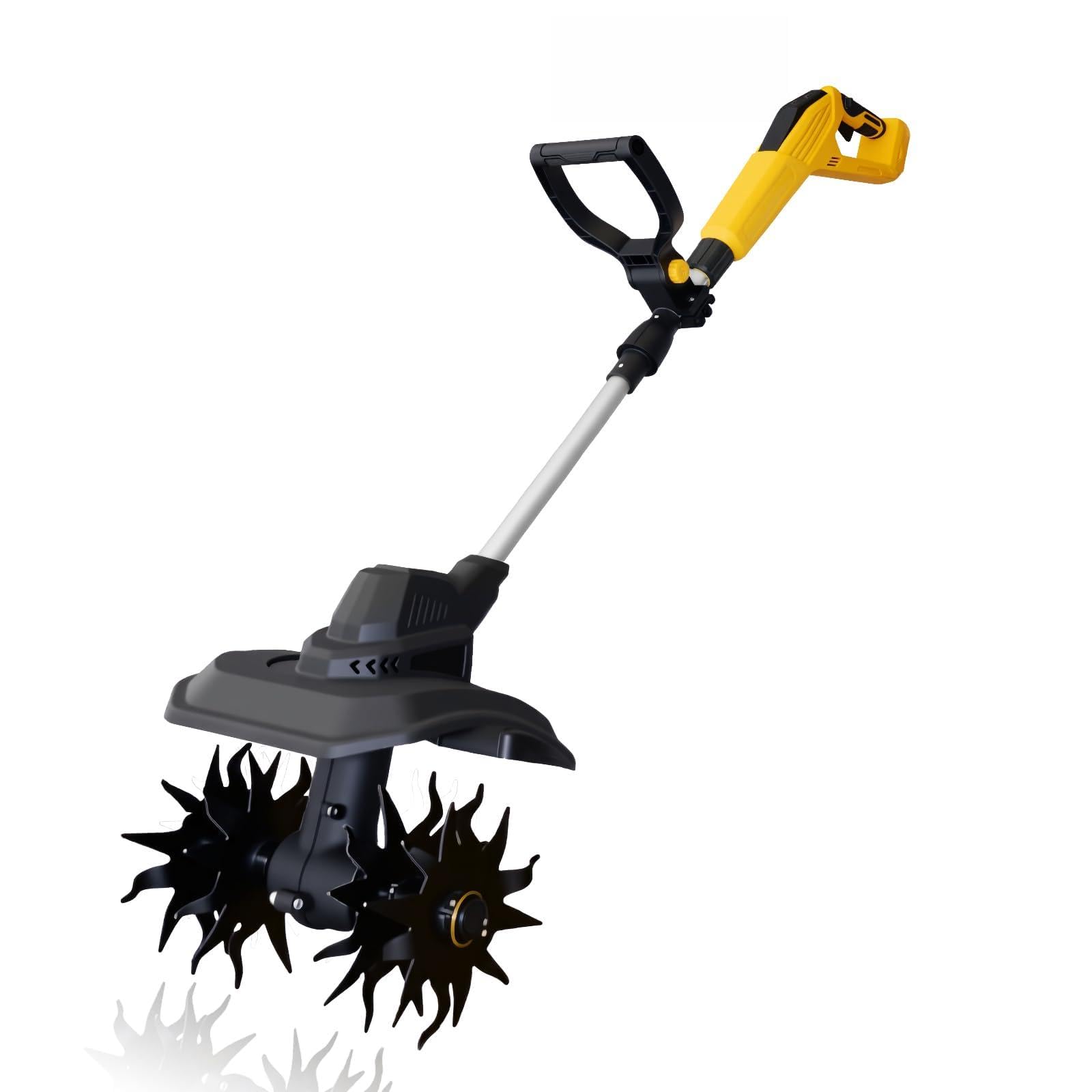 Cordless Tiller Cultivator Compatible with Dewalt 20V Battery(Tool Only), 9-Inch Tilling Width, 6.6-Inch Depth 360RPM Electric Brushless Tiller Garden Rototiller for Lawn/Gardening/Soil Cultivation