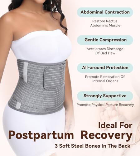 SHAPSHE Postpartum Belly Band Abdominal Binder Post Surgery C Section Belly Binder Post Partum Faja Waist Trainer Wrap3