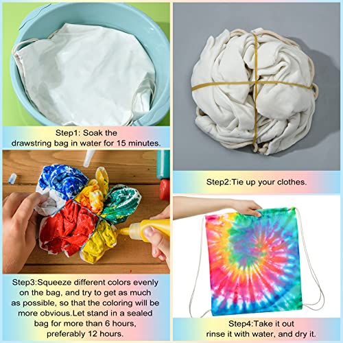 Saintrygo Tie Dye Cotton Drawstring Bags Sublimation Blank Backpack White Canvas Drawstring Bags DIY Items for Party Favors4