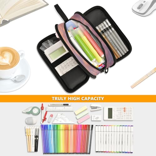 Image of Airplane Sunset Takeoff Large Capacity Pencil Case Box Boys Girls Big Stationery Pen Bag Organizer Pencil Pouch Zipper Compartments for School Office