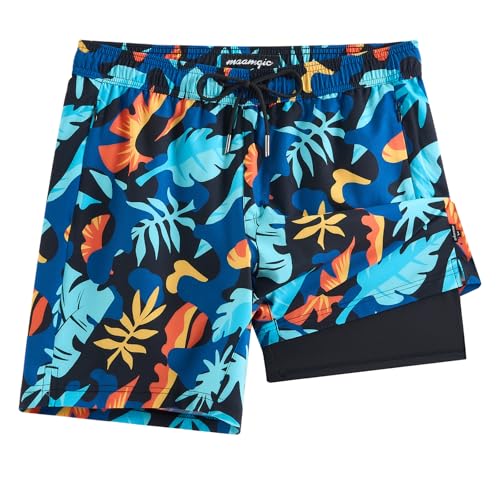 Image of maamgic 2 in 1 Mens Swim Trunks 7 Inch Swim Shorts Swim Suits Board Shorts