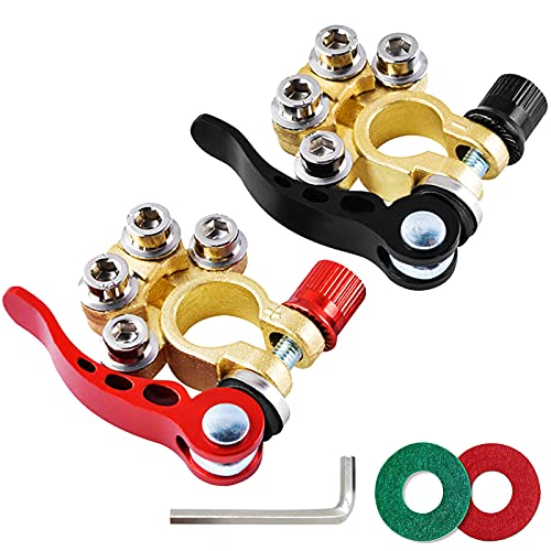 Birllaid Battery Terminal Connectors, Upgrade Pure Copper Battery Terminal Clamp, Quick Disconnects Automotive Battery Terminal Connectors, 4 Positive Negative Terminal Post, for SAE/JIS Type A Posts